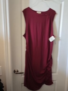 Open Edit 3XL Sleeveless Midi Dress in Wine/Burgundy